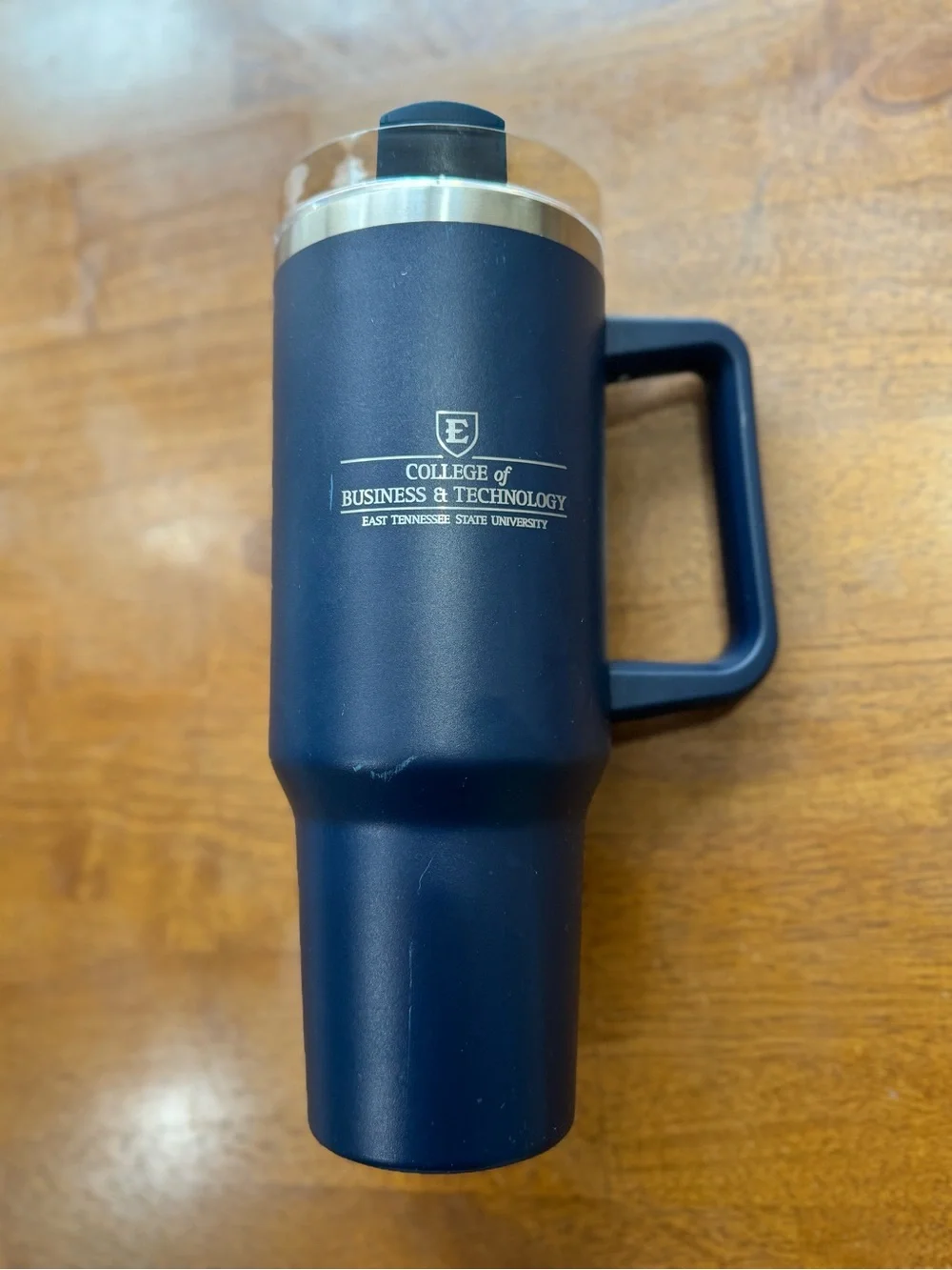 East TN State University College of Business Stainless Tumbler w Lid and Straw